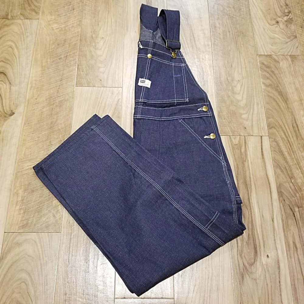 Vintage 60s SEARS Denim Bib Overalls NOS Union Made Utility Gorpcore Lagenlook - Picture 3 of 13
